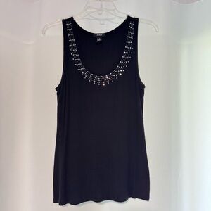 Alfani Black Tank Top with Rhinestone Scoop Neck